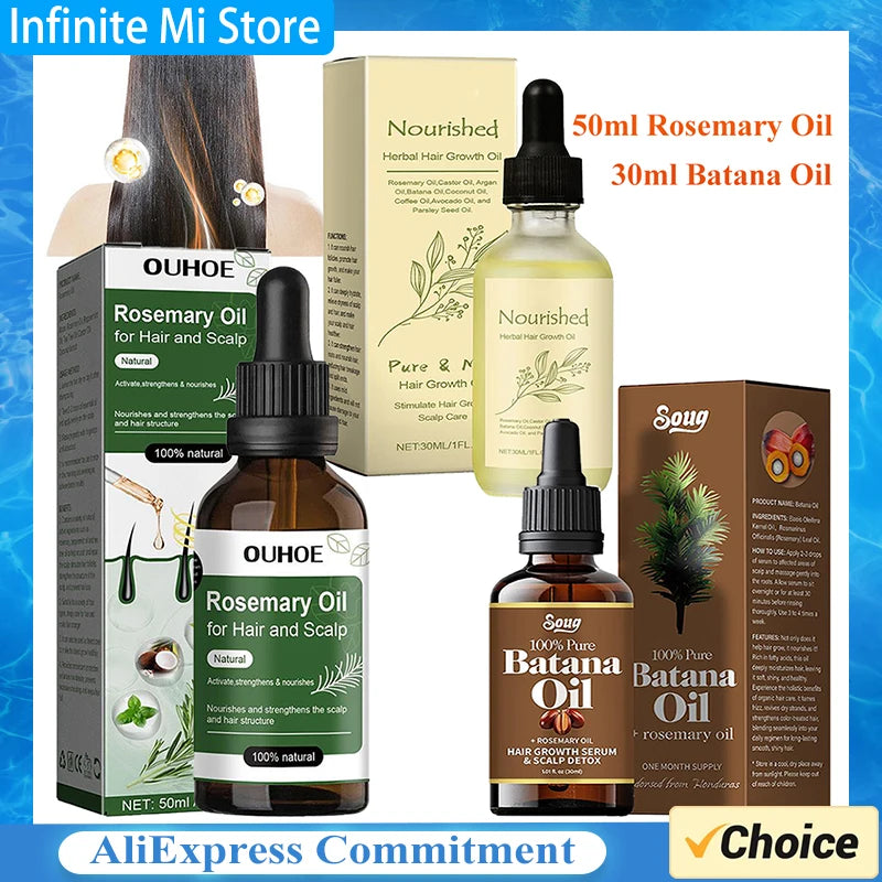 30ml/50ml Batana Rosemary Mint Scalp Hair Strengthening Oil Biotin Essential Oils Nourishing Treatment Split Ends Dry All Types